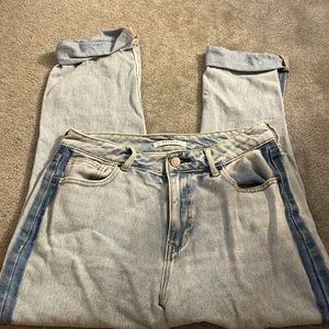 two tone mom jeans